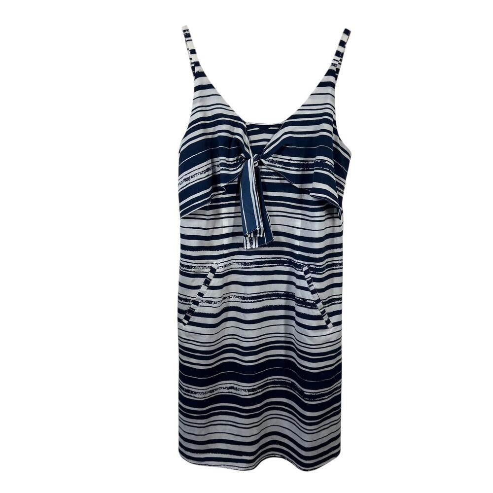 CAbi Yacht Dress Women S Blue White Tank Cruise Knot Tie Tank Vacation Beach